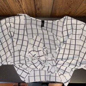 AKIRA Black and White Checkered Top